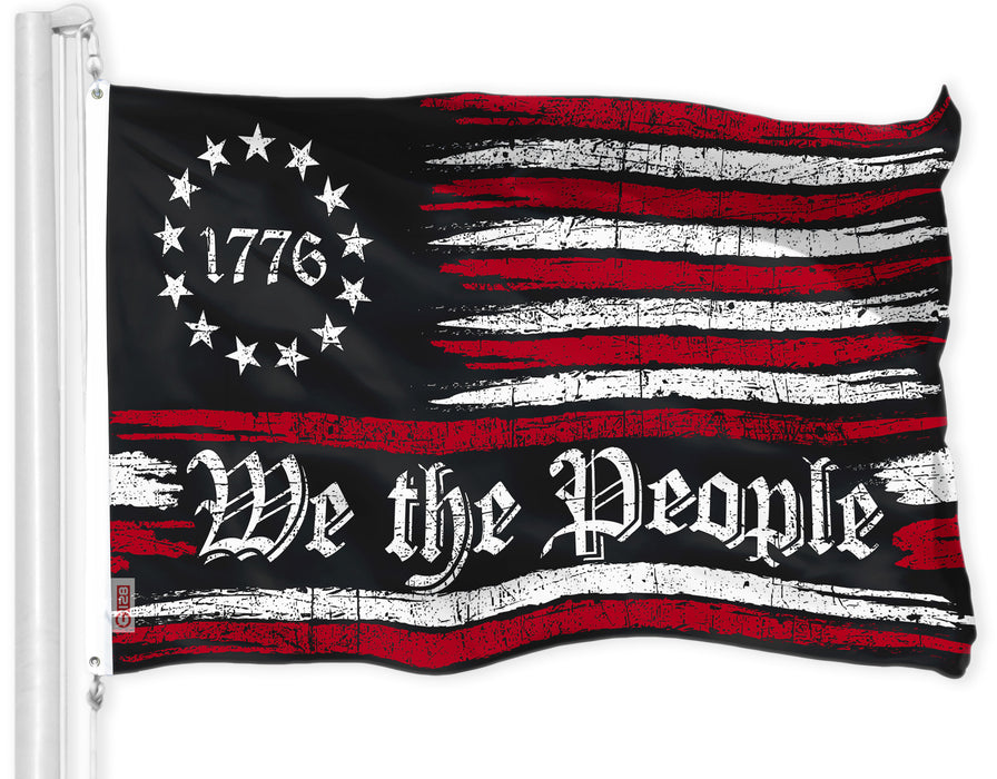 G128 We the People American Flag | 3x5 Ft | LiteWeave Pro Series Printed 150D Polyester | Historical Flag, Indoor/Outdoor, Vibrant Colors, Brass Grommets, Thicker and More Durable Than 100D 75D Poly