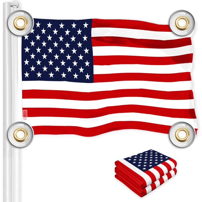 G128 2 Pack: American USA Flag | 3x5 Ft | LiteWeave Pro Series Printed 150D Polyester, 4 Corner Brass Grommets | Country Flag, Vibrant Colors, Perfect For Balcony, More Durable Than 100D 75D Polyester