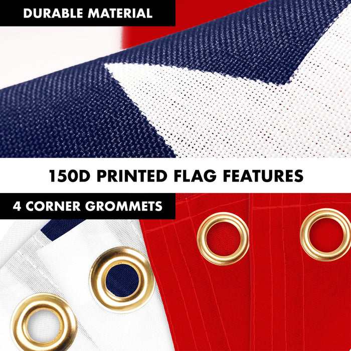 G128 Combo Pack: 6 Ft Tangle Free Aluminum Spinning Flagpole (White) & American USA Flag 3x5 Ft, LiteWeave Pro Series Printed 150D Polyester, 4 Corner Brass Grommets | Pole with Flag Included