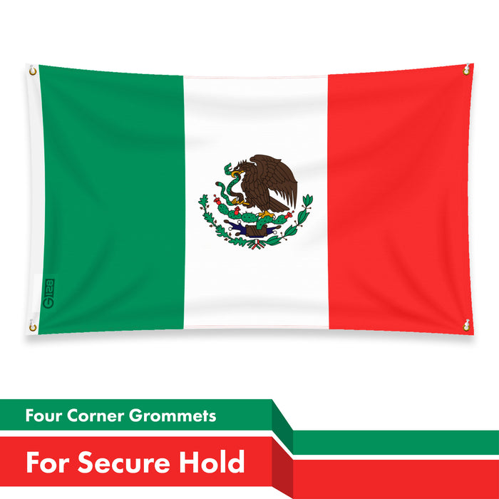 G128 - TWO PACK of 3' x 5' ft Polyester Mexican Flag MEXICO High Quality