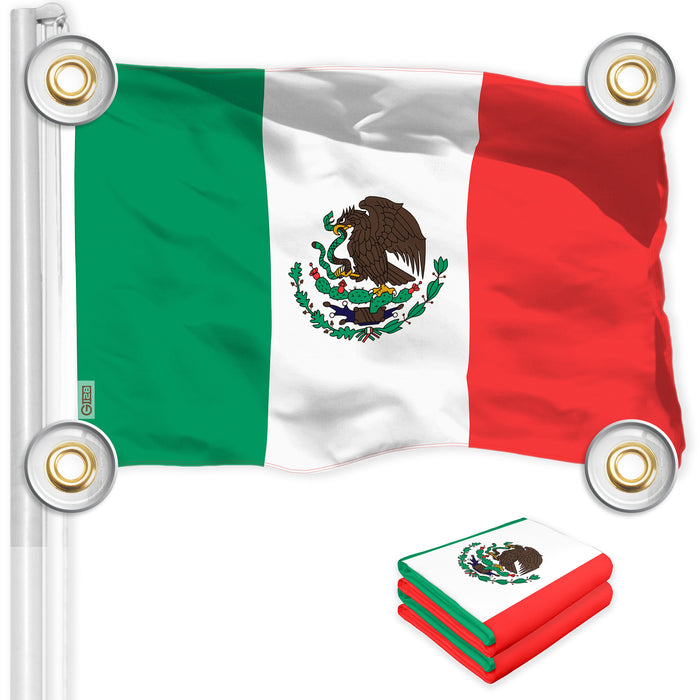 G128 2 Pack: Mexico Mexican Flag | 3x5 ft | LiteWeave Pro Series Printed 150D POLYESTER, 4 Corner Brass Grommets | Country Flag, Vibrant Colors