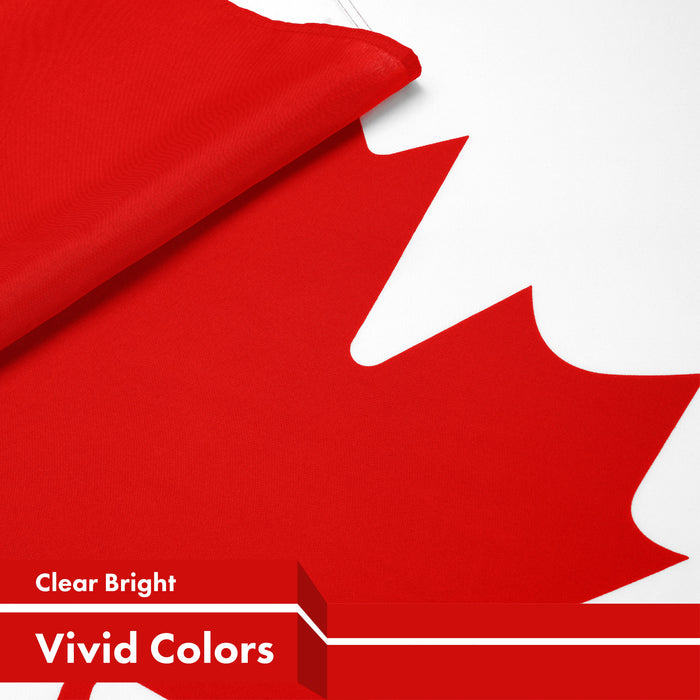 G128 5 Pack: Canada Canadian Flag | 3x5 Ft | LiteWeave Pro Series Printed 150D Polyester, 4 Corner Brass Grommets | Country Flag, Vibrant Colors, Perfect For Balcony, More Durable Than 100D 75D Poly