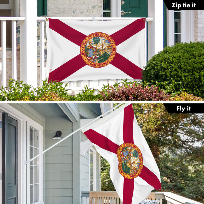 G128 Florida State Flag | 3x5 Ft | LiteWeave Pro Series Printed 150D Polyester, 4 Corner Brass Grommets | Vibrant Colors, Perfect For Balcony, More Durable Than 100D 75D Polyester