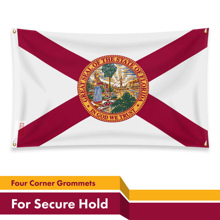 G128 2 Pack: Florida FL State Flag | 3x5 Ft | LiteWeave Pro Series Printed 150D Polyester, 4 Corner Brass Grommets | Vibrant Colors, Perfect For Balcony, More Durable Than 100D 75D Polyester