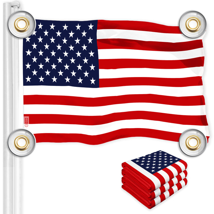 G128 3 Pack: American USA Flag | 3x5 Ft | LiteWeave Pro Series Printed 150D Polyester, 4 Corner Brass Grommets | Country Flag, Vibrant Colors, Perfect For Balcony, More Durable Than 100D 75D Polyester