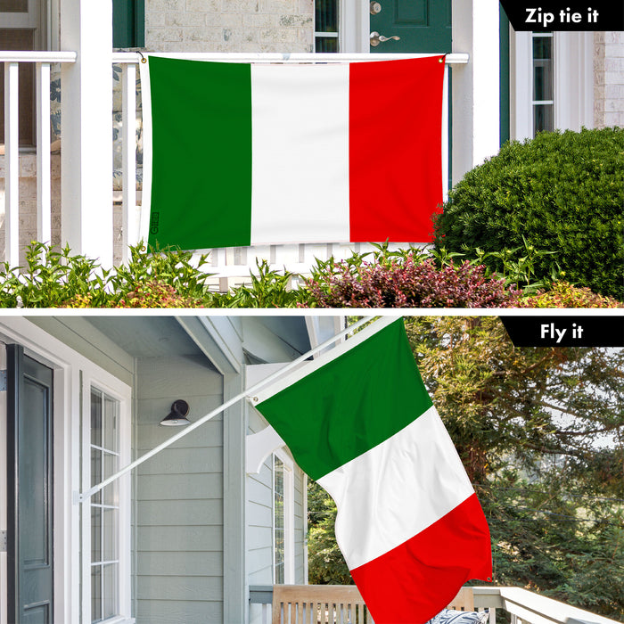 G128 3 Pack: Italy Italian Flag | 3x5 Ft | LiteWeave Pro Series Printed 150D Polyester, 4 Corner Brass Grommets | Country Flag, Vibrant Colors, Perfect For Balcony, More Durable Than 100D 75D Poly