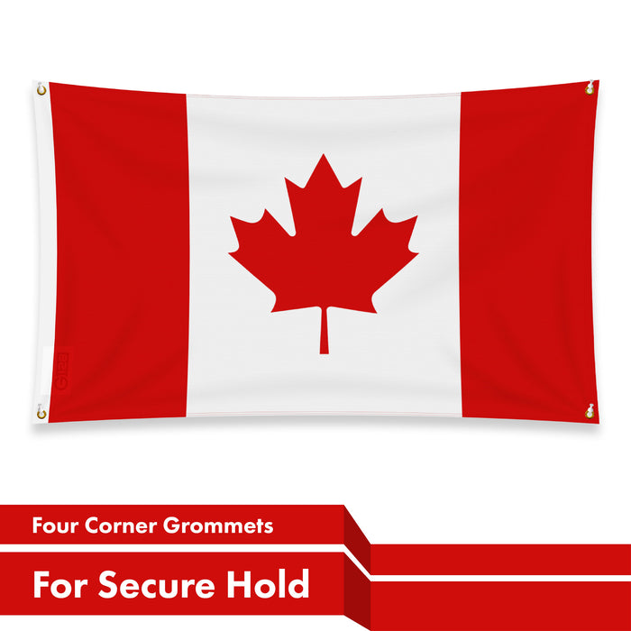 G128 2 Pack: Canada Canadian Flag | 3x5 Ft | LiteWeave Pro Series Printed 150D Polyester, 4 Corner Brass Grommets | Country Flag, Vibrant Colors, Perfect For Balcony, More Durable Than 100D 75D Poly