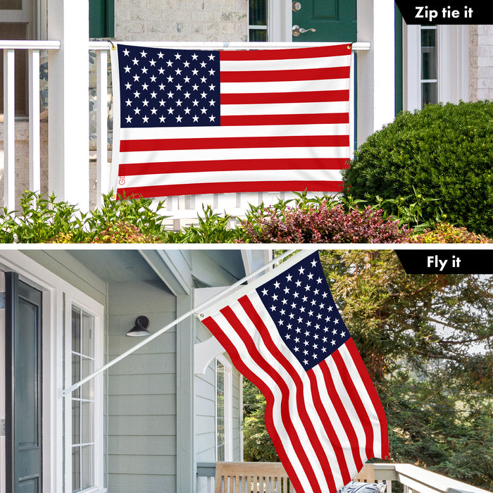 G128 2 Pack: American USA Flag | 3x5 Ft | LiteWeave Pro Series Printed 150D Polyester, 4 Corner Brass Grommets | Country Flag, Vibrant Colors, Perfect For Balcony, More Durable Than 100D 75D Polyester