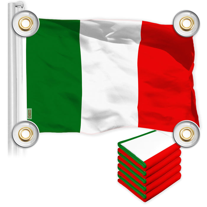 G128 5 Pack: Italy Italian Flag | 3x5 Ft | LiteWeave Pro Series Printed 150D Polyester, 4 Corner Brass Grommets | Country Flag, Vibrant Colors, Perfect For Balcony, More Durable Than 100D 75D Poly