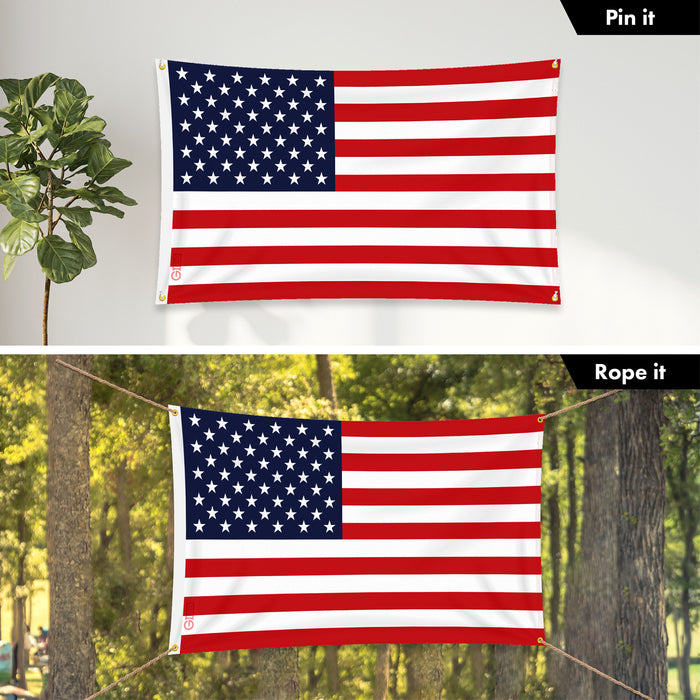 G128 3 Pack: American USA Flag | 3x5 Ft | LiteWeave Pro Series Printed 150D Polyester, 4 Corner Brass Grommets | Country Flag, Vibrant Colors, Perfect For Balcony, More Durable Than 100D 75D Polyester