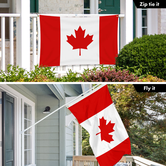 G128 5 Pack: Canada Canadian Flag | 3x5 Ft | LiteWeave Pro Series Printed 150D Polyester, 4 Corner Brass Grommets | Country Flag, Vibrant Colors, Perfect For Balcony, More Durable Than 100D 75D Poly