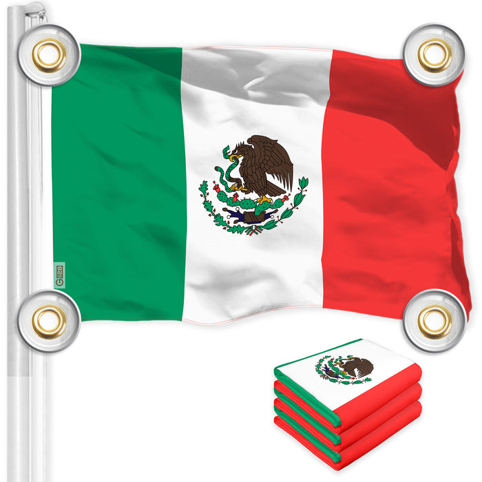 G128 3 Pack: Mexico Mexican Flag | 3x5 Ft | LiteWeave Pro Series Printed 150D Polyester, 4 Corner Brass Grommets | Country Flag, Vibrant Colors, Perfect For Balcony, More Durable Than 100D 75D Poly