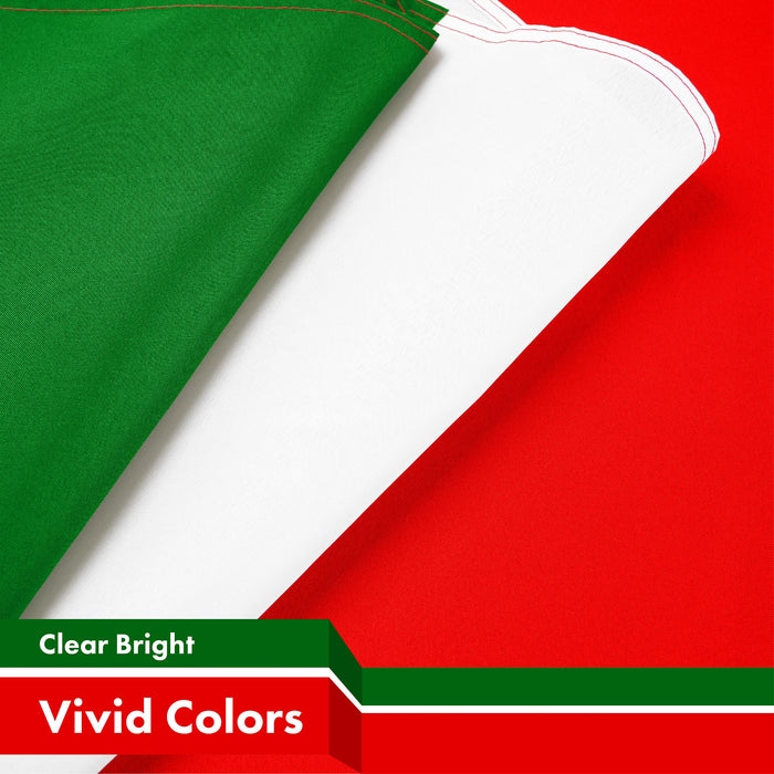 G128 5 Pack: Italy Italian Flag | 3x5 Ft | LiteWeave Pro Series Printed 150D Polyester, 4 Corner Brass Grommets | Country Flag, Vibrant Colors, Perfect For Balcony, More Durable Than 100D 75D Poly