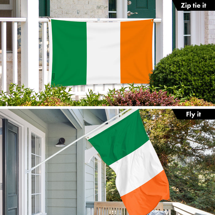 G128 5 Pack: Ireland Irish Flag | 3x5 Ft | LiteWeave Pro Series Printed 150D Polyester, 4 Corner Brass Grommets | Country Flag, Vibrant Colors, Perfect For Balcony, More Durable Than 100D 75D Poly