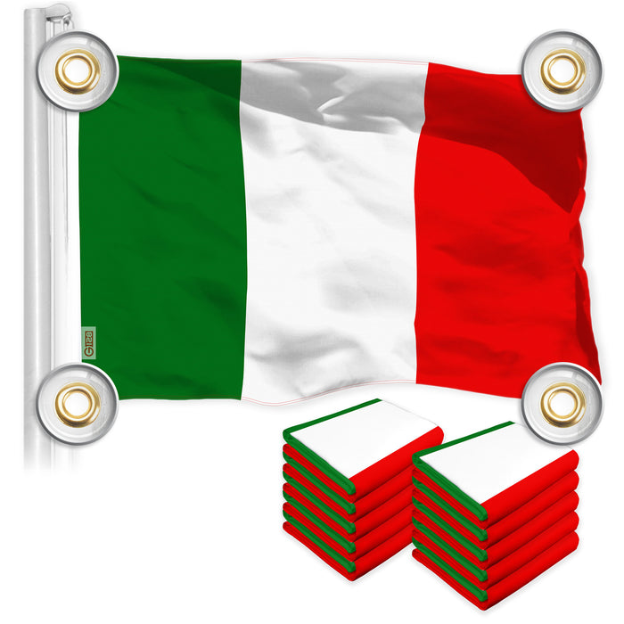 G128 10 Pack: Italy Italian Flag | 3x5 Ft | LiteWeave Pro Series Printed 150D Polyester, 4 Corner Brass Grommets | Country Flag, Vibrant Colors, Perfect For Balcony, More Durable Than 100D 75D Poly