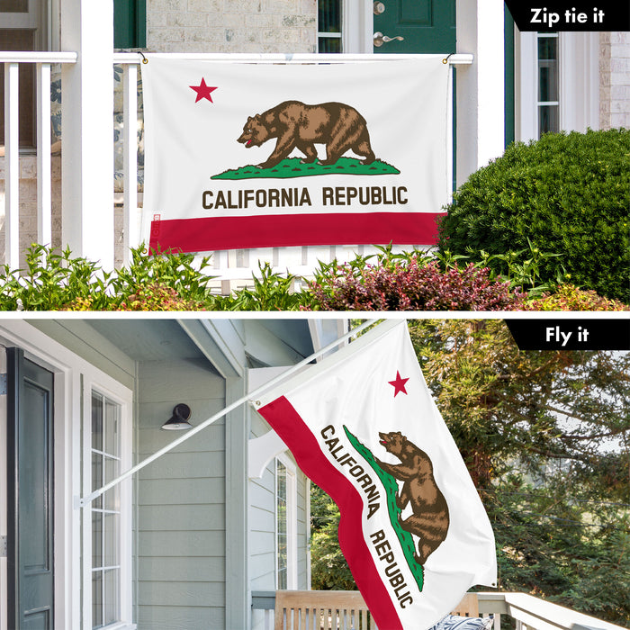 G128 5 Pack: California CA State Flag | 3x5 Ft | LiteWeave Pro Series Printed 150D Polyester, 4 Corner Brass Grommets | Vibrant Colors, Perfect For Balcony, More Durable Than 100D 75D Polyester