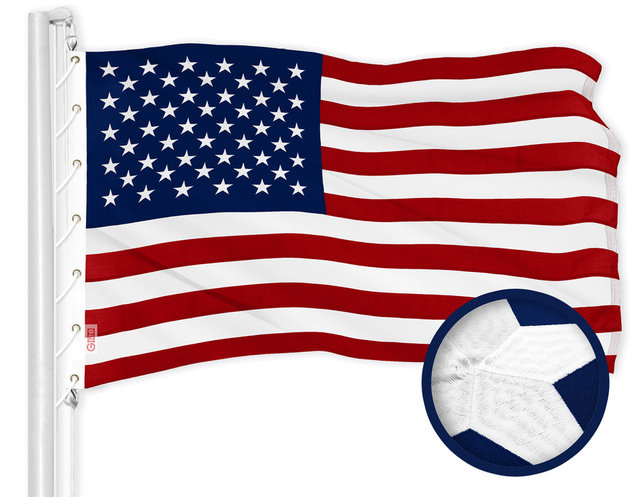 G128 American USA Flag | 20x30 Ft | ToughWeave Series Embroidered 600D Polyester | Country Flag, Embroidered Stars, Sewn Stripes, Indoor/Outdoor, Vibrant Colors, Brass Grommets