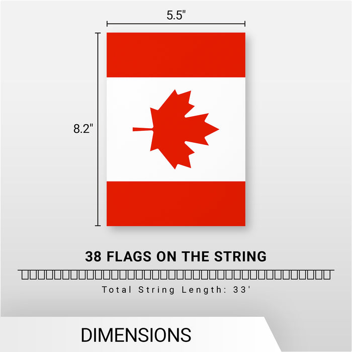 G128 Canada Canadian Bunting Banner | Flag 8.2 x 5.5 Inch, Full String 33 Feet | Printed 150D Polyester, Decorations For Bar, School, Festival Events Celebration
