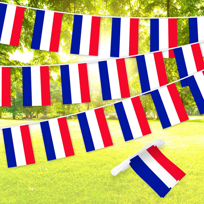 G128 Netherlands Dutch Bunting Banner | Flag 8.2 x 5.5 Inch, Full String 33 Feet | Printed 150D Polyester, Decorations For Bar, School, Festival Events Celebration