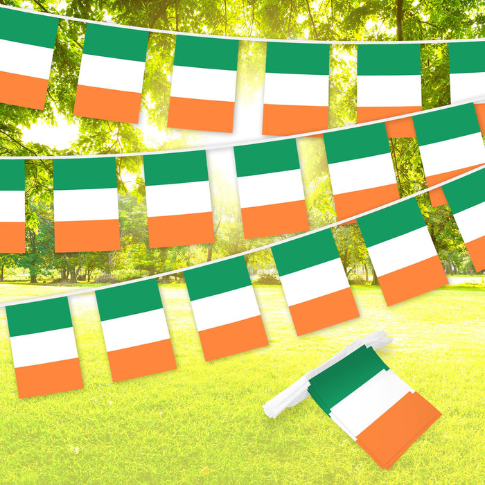 G128 Ireland Irish Bunting Banner | Flag 8.2 x 5.5 Inch, Full String 33 Feet | Printed 150D Polyester, Decorations For Bar, School, Festival Events Celebration