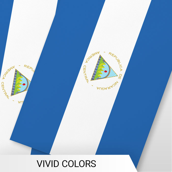 G128 Nicaragua Nicaraguan Bunting Banner | Flag 8.2 x 5.5 Inch, Full String 33 Feet | Printed 150D Polyester, Decorations For Bar, School, Festival Events Celebration