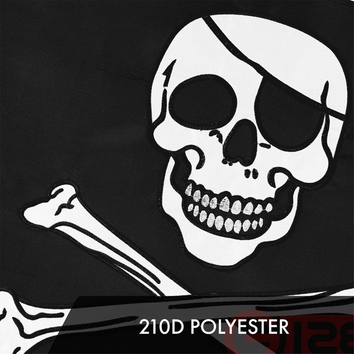 G128 2 Pack: Pirate Jolly Roger Bones Flag | 1x1.5 Ft | ToughWeave Series Embroidered 300D Polyester | Novelty Flag, Embroidered Design, Indoor/Outdoor, Brass Grommets