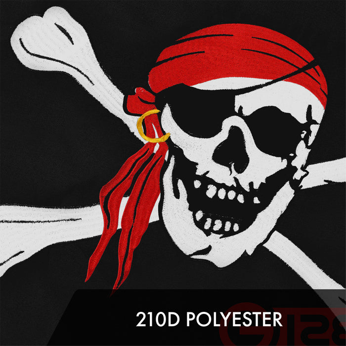 G128 10 Pack: Pirate Jolly Roger Red Head Scarf Flag | 1x1.5 Ft | ToughWeave Series Embroidered 300D Polyester | Novelty Flag, Embroidered Design, Indoor/Outdoor, Brass Grommets