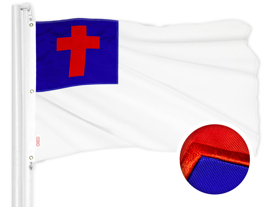 G128 Christian Flag | 5x8 Ft | ToughWeave Series Embroidered 300D Polyester | Religious Flag, Embroidered Design, Indoor/Outdoor, Brass Grommets