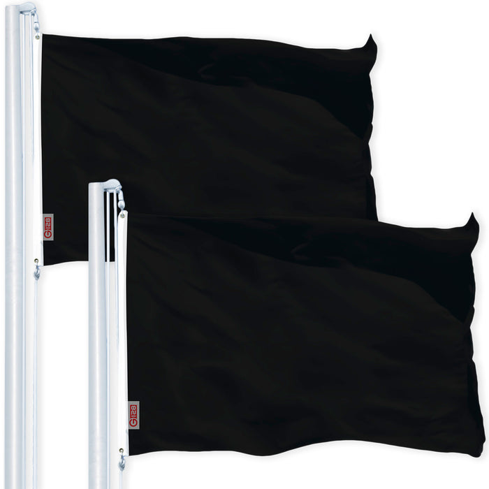 G128 2 Pack: Solid Black Color Flag | 2x3 Ft | LiteWeave Pro Series Printed 150D Polyester | Indoor/Outdoor, Vibrant Colors, Brass Grommets, Thicker and More Durable Than 100D 75D Polyester