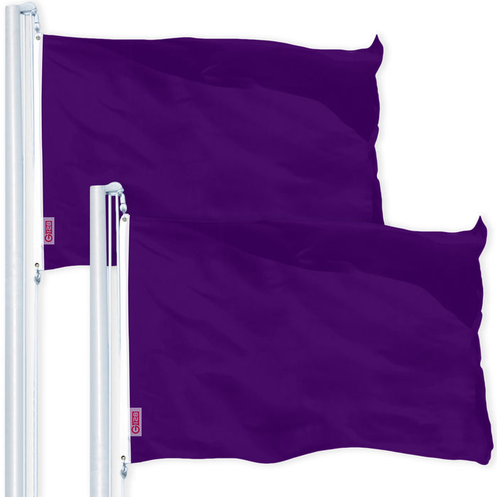 G128 2 Pack: Solid Purple Color Flag | 2.5x4 Ft | LiteWeave Pro Series Printed 150D Polyester | Indoor/Outdoor, Vibrant Colors, Brass Grommets, Thicker and More Durable Than 100D 75D Polyester