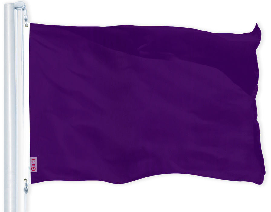 G128 Solid Purple Color Flag | 2.5x4 Ft | LiteWeave Pro Series Printed 150D Polyester | Indoor/Outdoor, Vibrant Colors, Brass Grommets, Thicker and More Durable Than 100D 75D Polyester