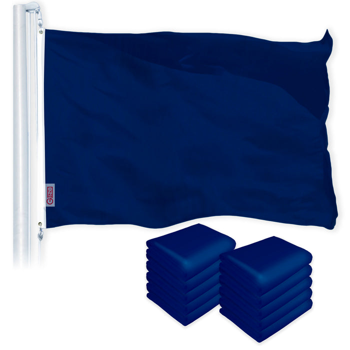 G128 10 Pack: Solid Blue Color Flag | 2.5x4 Ft | LiteWeave Pro Series Printed 150D Polyester | Indoor/Outdoor, Vibrant Colors, Brass Grommets, Thicker and More Durable Than 100D 75D Polyester