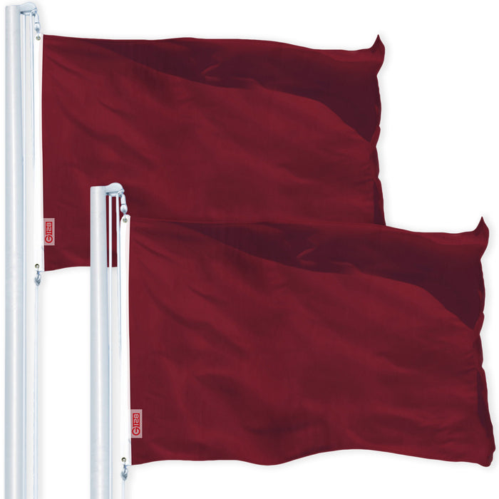 G128 2 Pack: Solid Burgundy Color Flag | 2x3 Ft | LiteWeave Pro Series Printed 150D Polyester | Indoor/Outdoor, Vibrant Colors, Brass Grommets, Thicker and More Durable Than 100D 75D Polyester