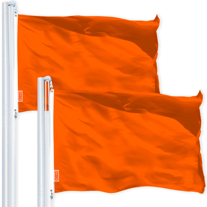 G128 2 Pack: Solid Orange Color Flag | 2.5x4 Ft | LiteWeave Pro Series Printed 150D Polyester | Indoor/Outdoor, Vibrant Colors, Brass Grommets, Thicker and More Durable Than 100D 75D Polyester