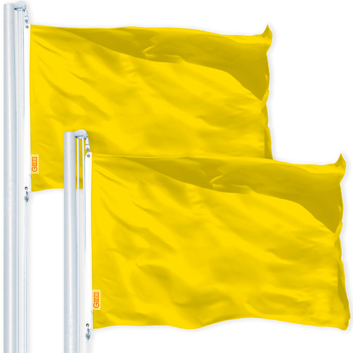 G128 2 Pack: Solid Yellow Color Flag | 2x3 Ft | LiteWeave Pro Series Printed 150D Polyester | Indoor/Outdoor, Vibrant Colors, Brass Grommets, Thicker and More Durable Than 100D 75D Polyester