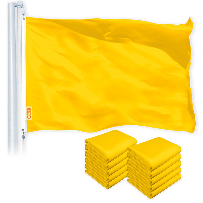 G128 10 Pack: Solid Golden Yellow Color Flag | 2.5x4 Ft | LiteWeave Pro Series Printed 150D Polyester | Indoor/Outdoor, Vibrant Colors, Brass Grommets, Thicker and More Durable Than 100D 75D Polyester