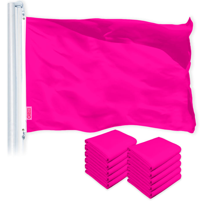 G128 10 Pack: Solid Magenta Color Flag | 2.5x4 Ft | LiteWeave Pro Series Printed 150D Polyester | Indoor/Outdoor, Vibrant Colors, Brass Grommets, Thicker and More Durable Than 100D 75D Polyester