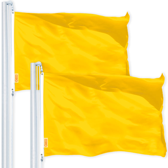 G128 2 Pack: Solid Golden Yellow Color Flag | 2x3 Ft | LiteWeave Pro Series Printed 150D Polyester | Indoor/Outdoor, Vibrant Colors, Brass Grommets, Thicker and More Durable Than 100D 75D Polyester