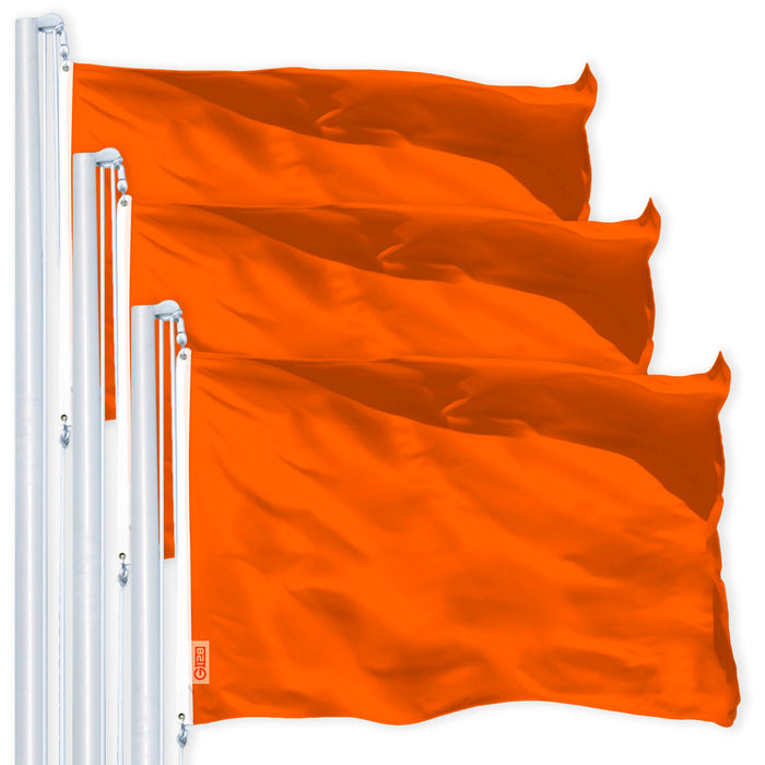 G128 3 Pack: Solid Orange Color Flag | 2x3 Ft | LiteWeave Pro Series Printed 150D Polyester | Indoor/Outdoor, Vibrant Colors, Brass Grommets, Thicker and More Durable Than 100D 75D Polyester