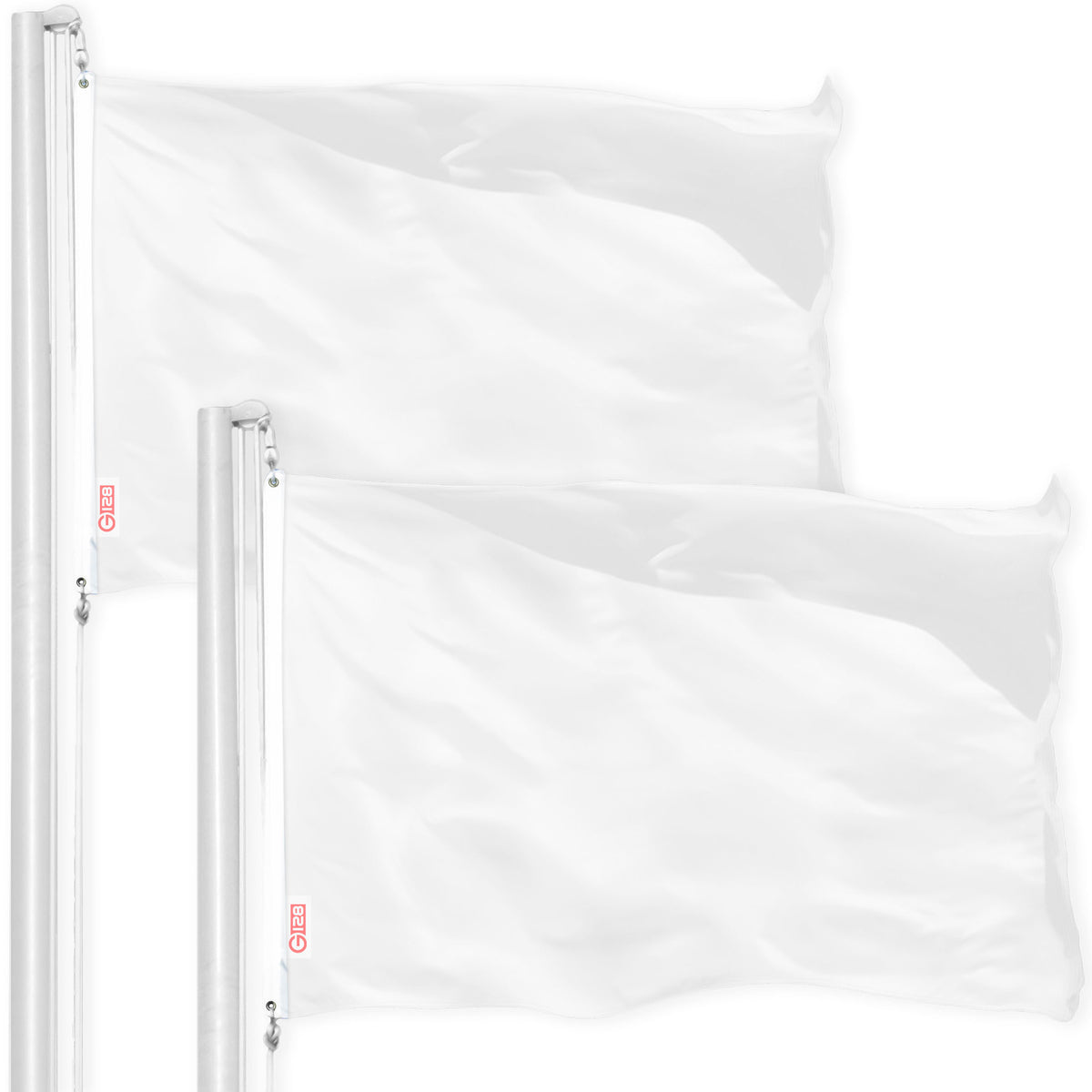 G128 2 Pack: Solid White Color Flag | 2x3 Ft | LiteWeave Pro Series Pr ...