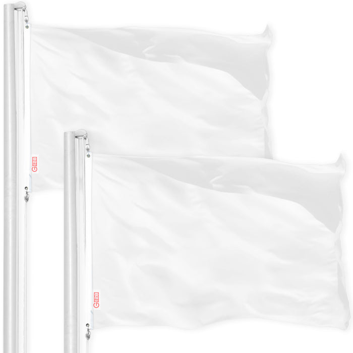 G128 2 Pack: Solid White Color Flag | 2x3 Ft | LiteWeave Pro Series Printed 150D Polyester | Indoor/Outdoor, Vibrant Colors, Brass Grommets, Thicker and More Durable Than 100D 75D Polyester