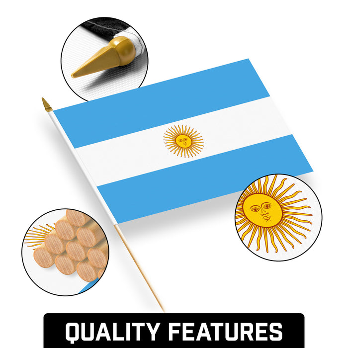 Argentinië Tafelvlag 15x10 Cm - Met Zwarte Plastic Staaf En Argentinië Tafelvlag 15x10 Cm - Met Zwarte Plastic Staaf En