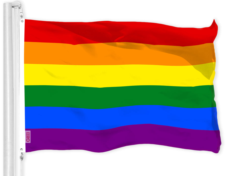 G128 LGBT Rainbow Pride Flag | 3x5 Ft | LiteWeave Pro Series Printed 150D Polyester | Indoor/Outdoor, Vibrant Colors, Brass Grommets, Thicker and More Durable Than 100D 75D Polyester