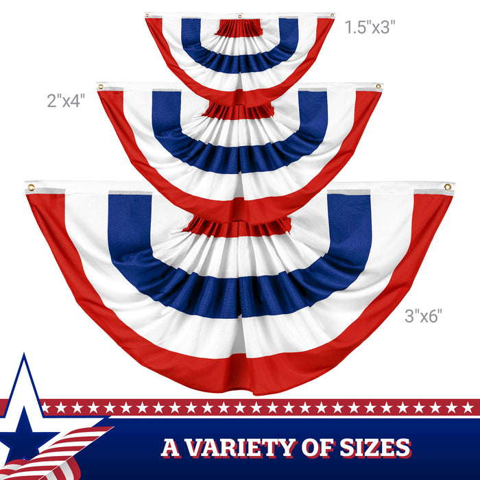 G128 American USA No Stars Pleated Fan Flag | 3x6 Ft | Printed 150D Polyester | Patriotic Decor, Indoor/Outdoor, Vibrant Colors, Brass Grommets, Thicker and More Durable Than 100D 75D Polyester
