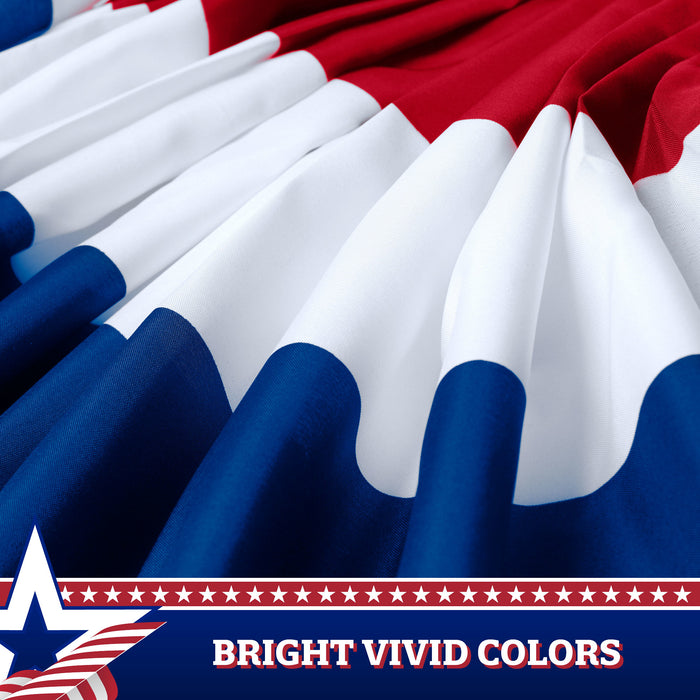 G128 10 Pack: American USA No Stars Pleated Fan Flag | 1.5x3 Ft | Printed 150D Polyester | Patriotic Decor, Indoor/Outdoor, Vibrant Colors, Brass Grommets, Thicker and More Durable Than 100D 75D