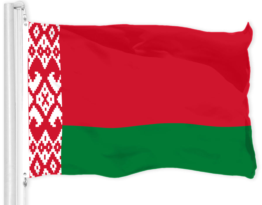G128 Belarus Belarusian Flag | 3x5 Ft | LiteWeave Pro Series Printed 150D Polyester | Country Flag, Indoor/Outdoor, Vibrant Colors, Brass Grommets, Thicker and More Durable Than 100D 75D Polyester
