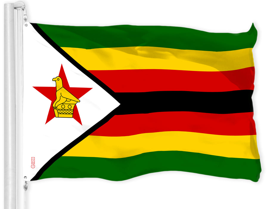 G128 Zimbabwe Zimbabwean Flag | 3x5 Ft | LiteWeave Pro Series Printed 150D Polyester | Country Flag, Indoor/Outdoor, Vibrant Colors, Brass Grommets, Thicker and More Durable Than 100D 75D Polyester
