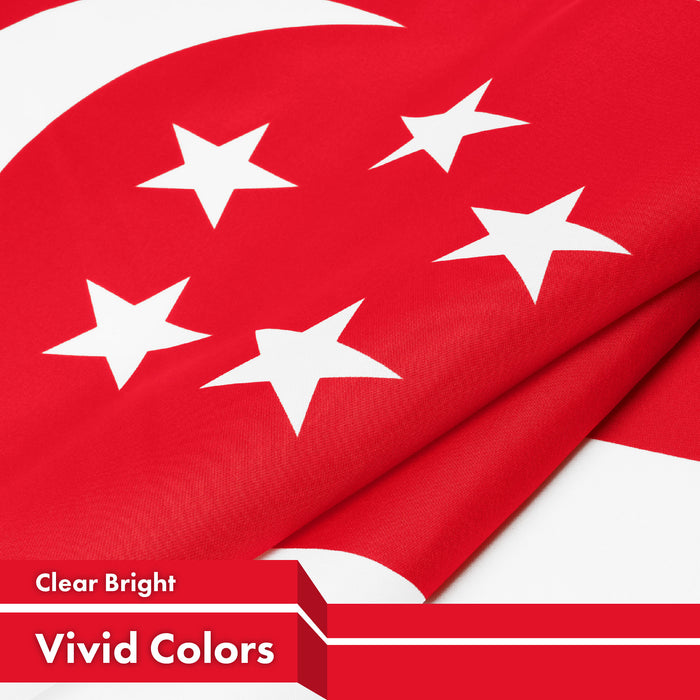 G128 2 Pack: Singapore Singaporean Flag | 3x5 Ft | LiteWeave Pro Series Printed 150D Polyester | Country Flag, Vibrant Colors, Brass Grommets, Thicker and More Durable Than 100D 75D Polyester