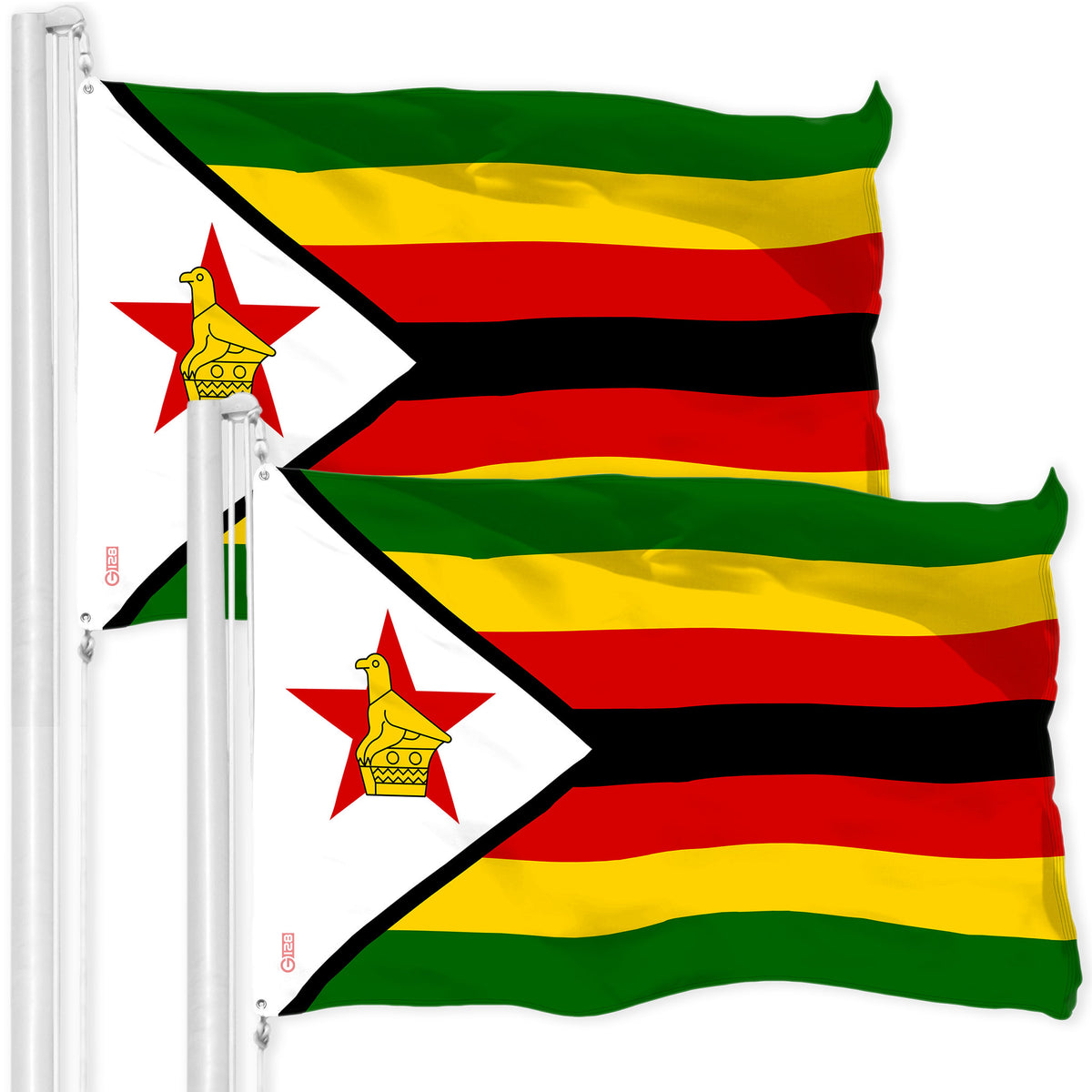 G128 2 Pack: Zimbabwe Zimbabwean Flag | 3x5 Ft | LiteWeave Pro