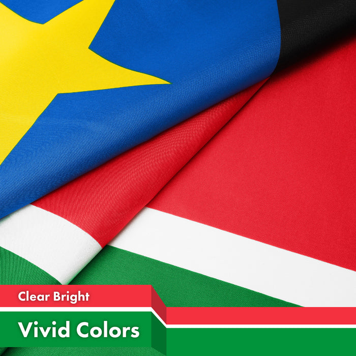 G128 5 Pack: South Sudan South Sudanese Flag | 3x5 Ft | LiteWeave Pro Series Printed 150D Polyester | Country Flag, Vibrant Colors, Brass Grommets, Thicker and More Durable Than 100D 75D Polyester